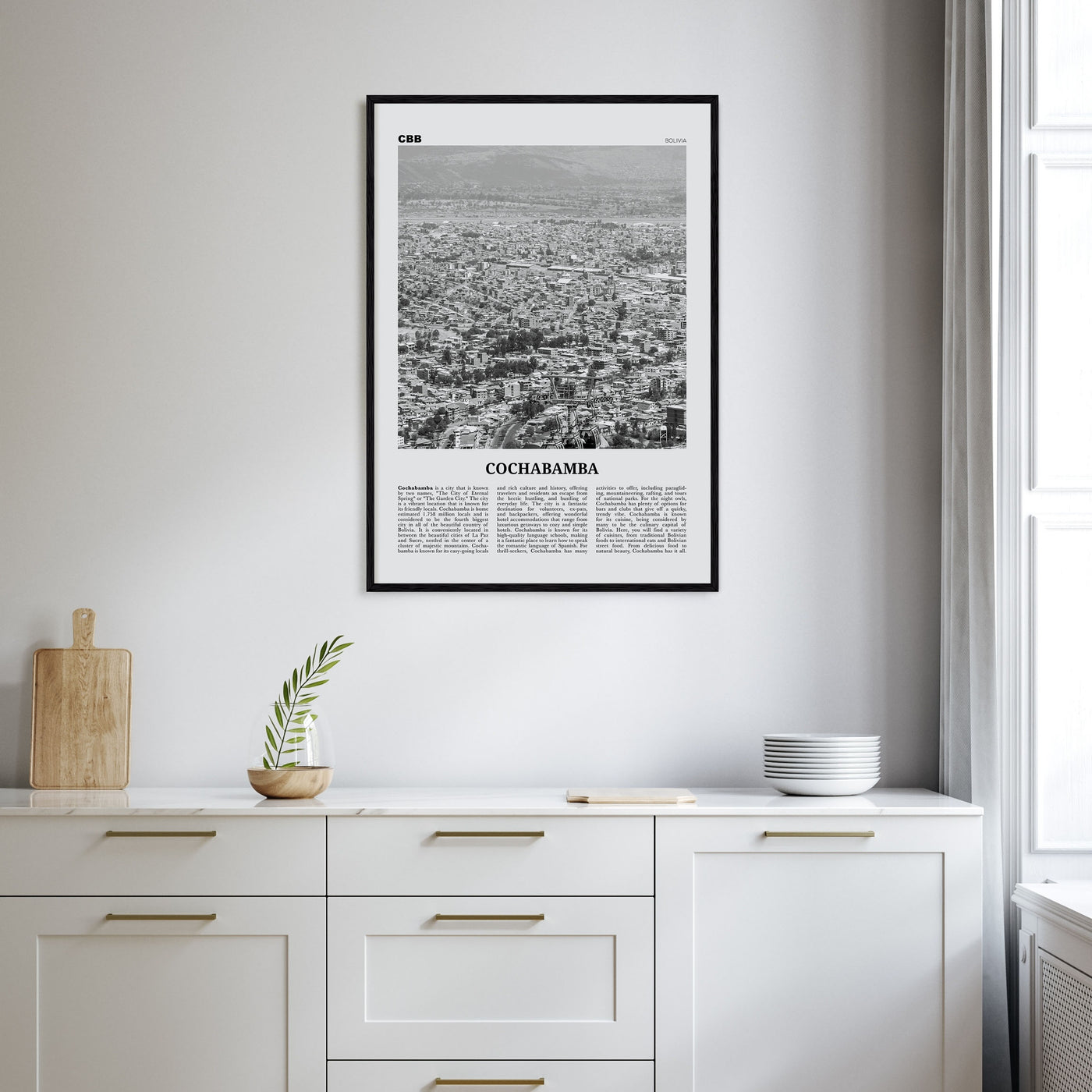 Cochabamba Travel B&W Poster