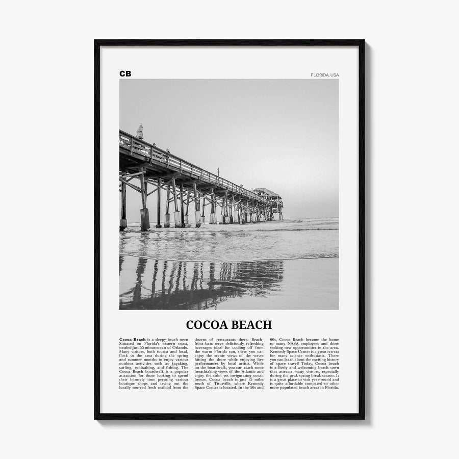 Cocoa Beach Print Black and White, Cocoa Beach Wall Art, Cocoa Beach Poster, Cocoa Beach Photo, Cocoa Beach Wall Décor, Florida, USA