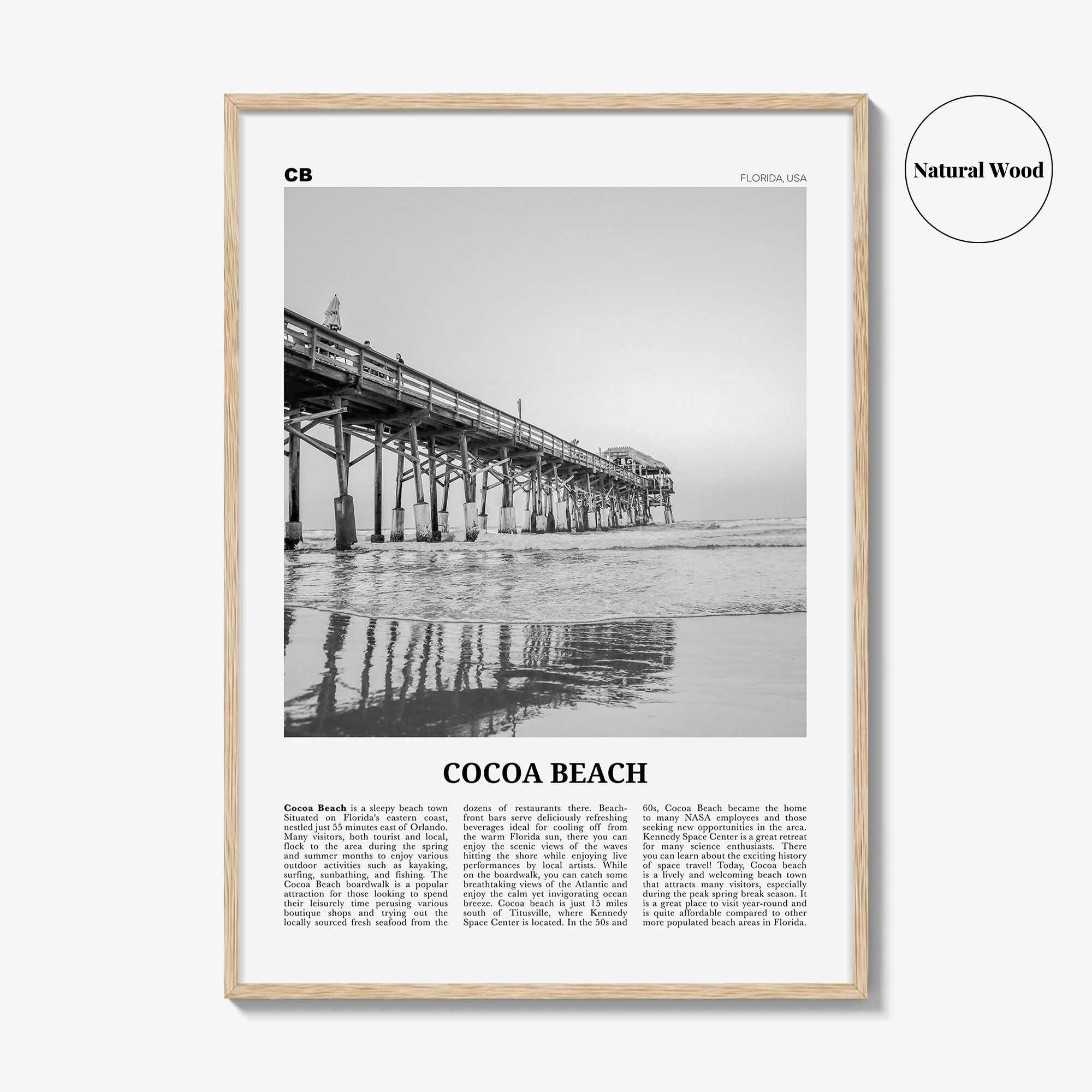 Cocoa Beach Print Black and White, Cocoa Beach Wall Art, Cocoa Beach Poster, Cocoa Beach Photo, Cocoa Beach Wall Décor, Florida, USA