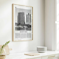 Coconut Grove Print Black and White, Coconut Grove Wall Art, Coconut Grove Poster, Coconut Grove Photo, Coconut Grove Map, Miami, Florida