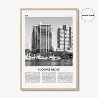 Coconut Grove Print Black and White, Coconut Grove Wall Art, Coconut Grove Poster, Coconut Grove Photo, Coconut Grove Map, Miami, Florida