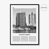 Coconut Grove Print Black and White, Coconut Grove Wall Art, Coconut Grove Poster, Coconut Grove Photo, Coconut Grove Map, Miami, Florida