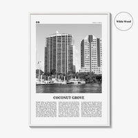 Coconut Grove Print Black and White, Coconut Grove Wall Art, Coconut Grove Poster, Coconut Grove Photo, Coconut Grove Map, Miami, Florida