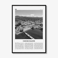 Coeur d'Alene Print Black and White, Coeur d'Alene Wall Art, Coeur d'Alene Poster, Coeur d'Alene Photo, Coeur d'Alene Décor, Idaho, USA