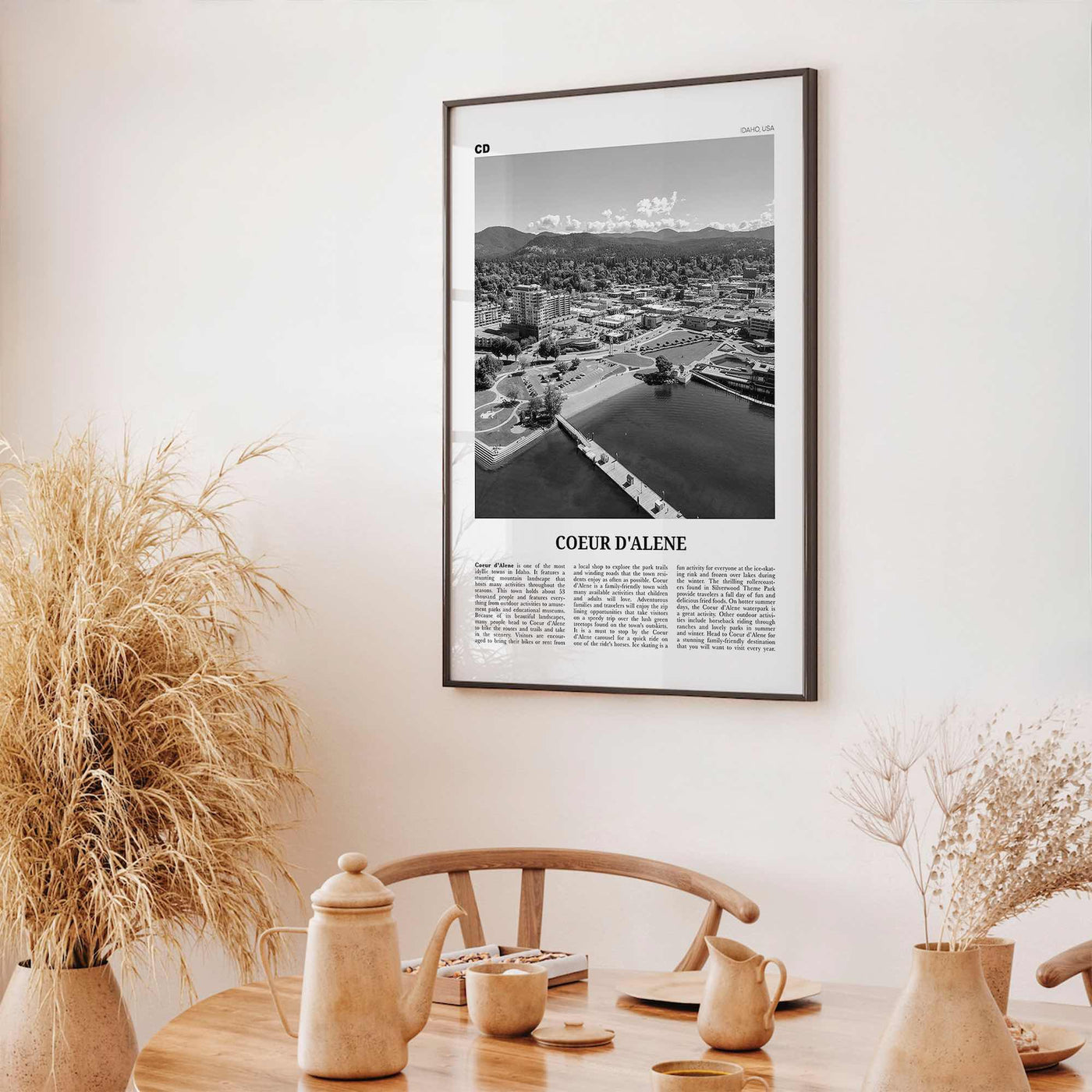 Coeur d'Alene Print Black and White, Coeur d'Alene Wall Art, Coeur d'Alene Poster, Coeur d'Alene Photo, Coeur d'Alene Décor, Idaho, USA