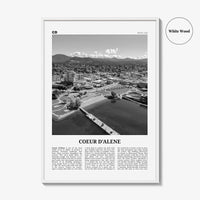 Coeur d'Alene Print Black and White, Coeur d'Alene Wall Art, Coeur d'Alene Poster, Coeur d'Alene Photo, Coeur d'Alene Décor, Idaho, USA