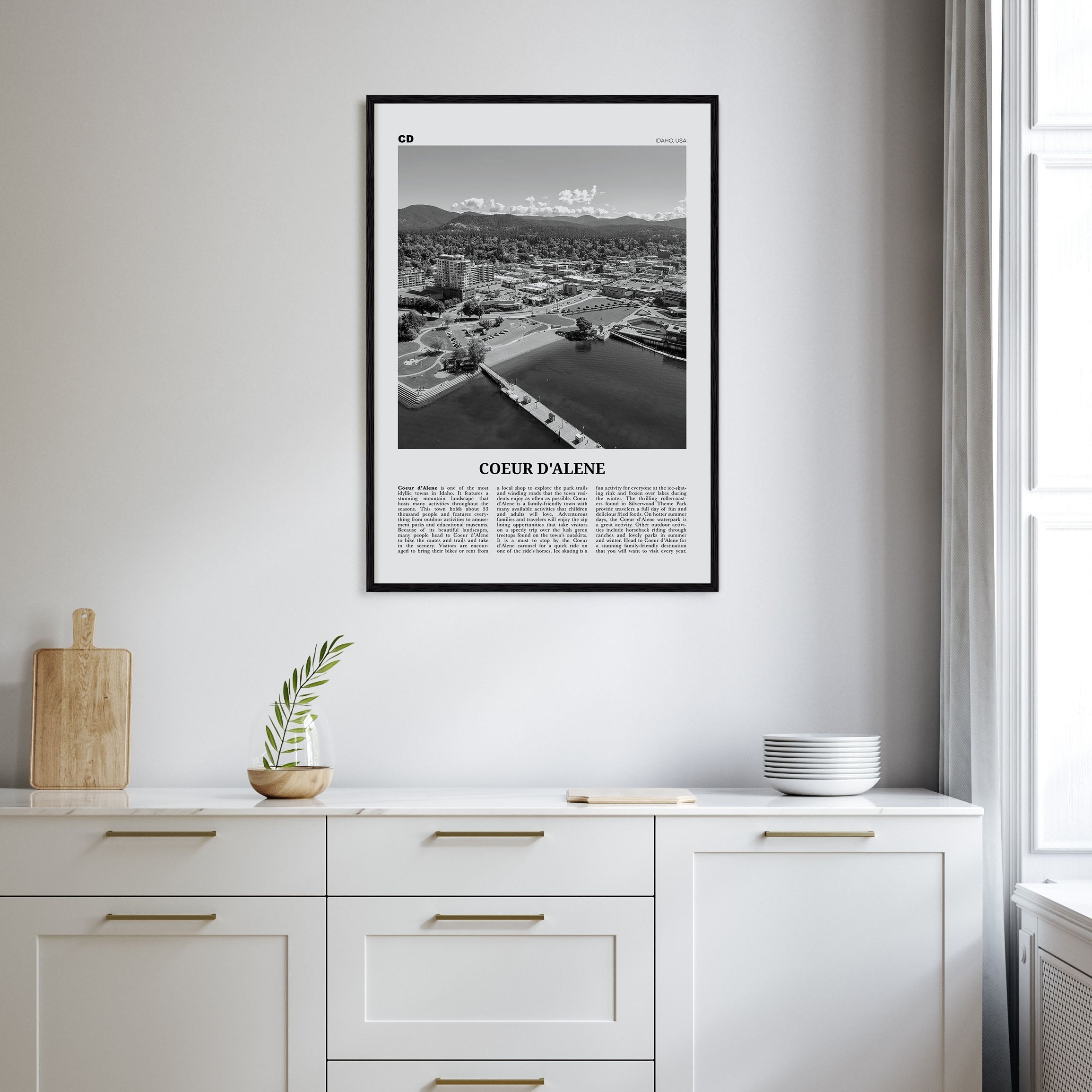 Coeur d'Alene Travel B&W Poster