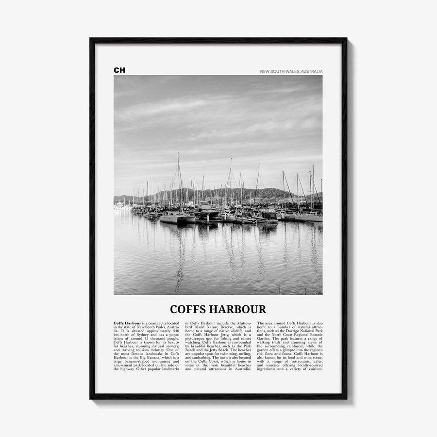 Coffs Harbour Print Black and White, Coffs Harbour Art, Coffs Harbour Poster, Coffs Harbour Photo, Coffs Harbour Décor, Coffs Harbour Map