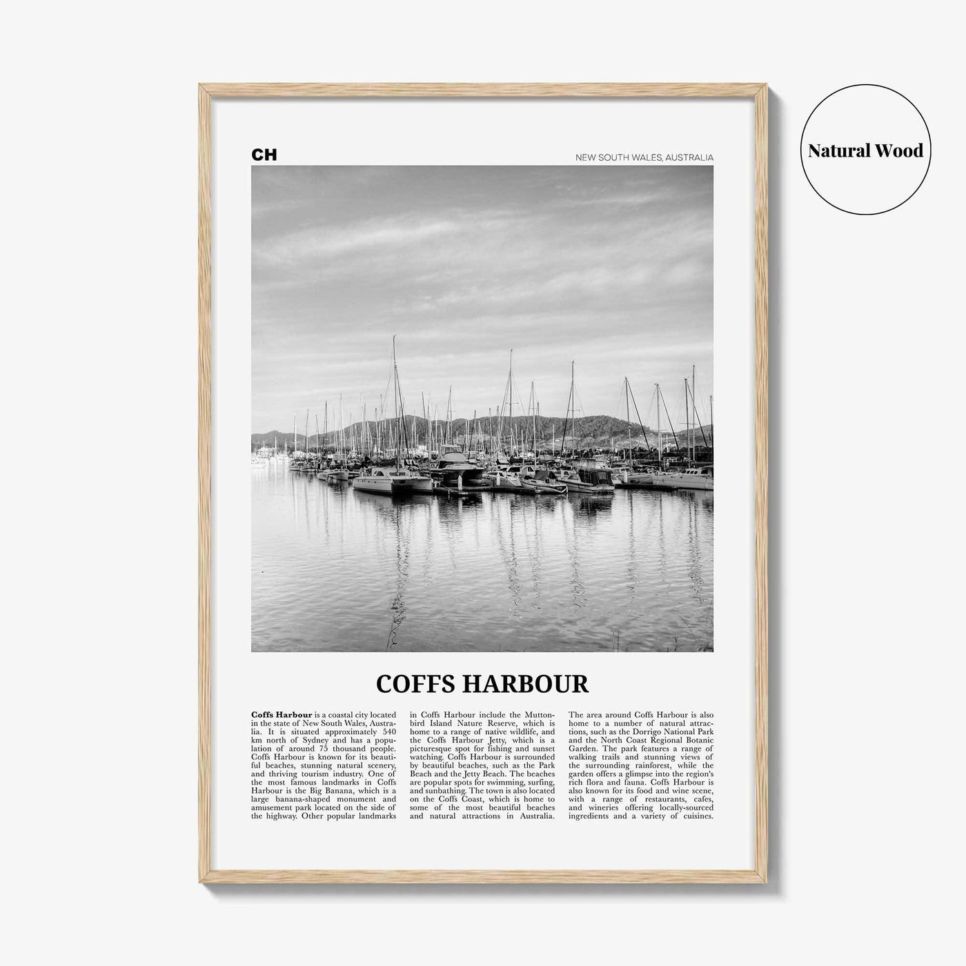 Coffs Harbour Print Black and White, Coffs Harbour Art, Coffs Harbour Poster, Coffs Harbour Photo, Coffs Harbour Décor, Coffs Harbour Map