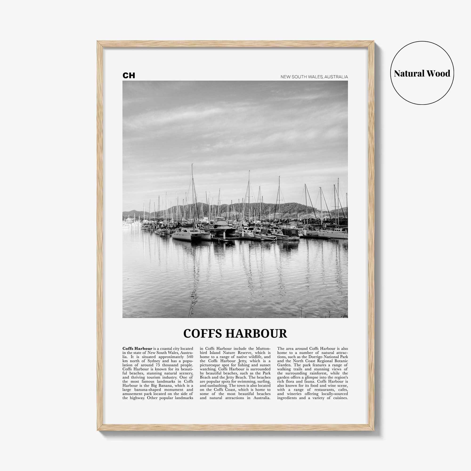 Coffs Harbour Print Black and White, Coffs Harbour Art, Coffs Harbour Poster, Coffs Harbour Photo, Coffs Harbour Décor, Coffs Harbour Map