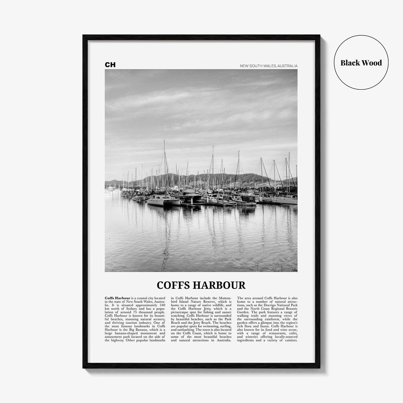 Coffs Harbour Print Black and White, Coffs Harbour Art, Coffs Harbour Poster, Coffs Harbour Photo, Coffs Harbour Décor, Coffs Harbour Map
