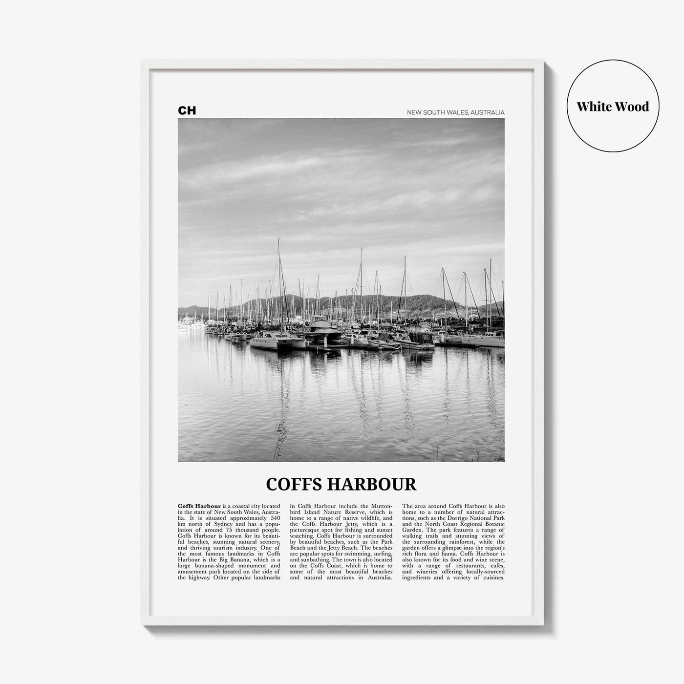 Coffs Harbour Print Black and White, Coffs Harbour Art, Coffs Harbour Poster, Coffs Harbour Photo, Coffs Harbour Décor, Coffs Harbour Map