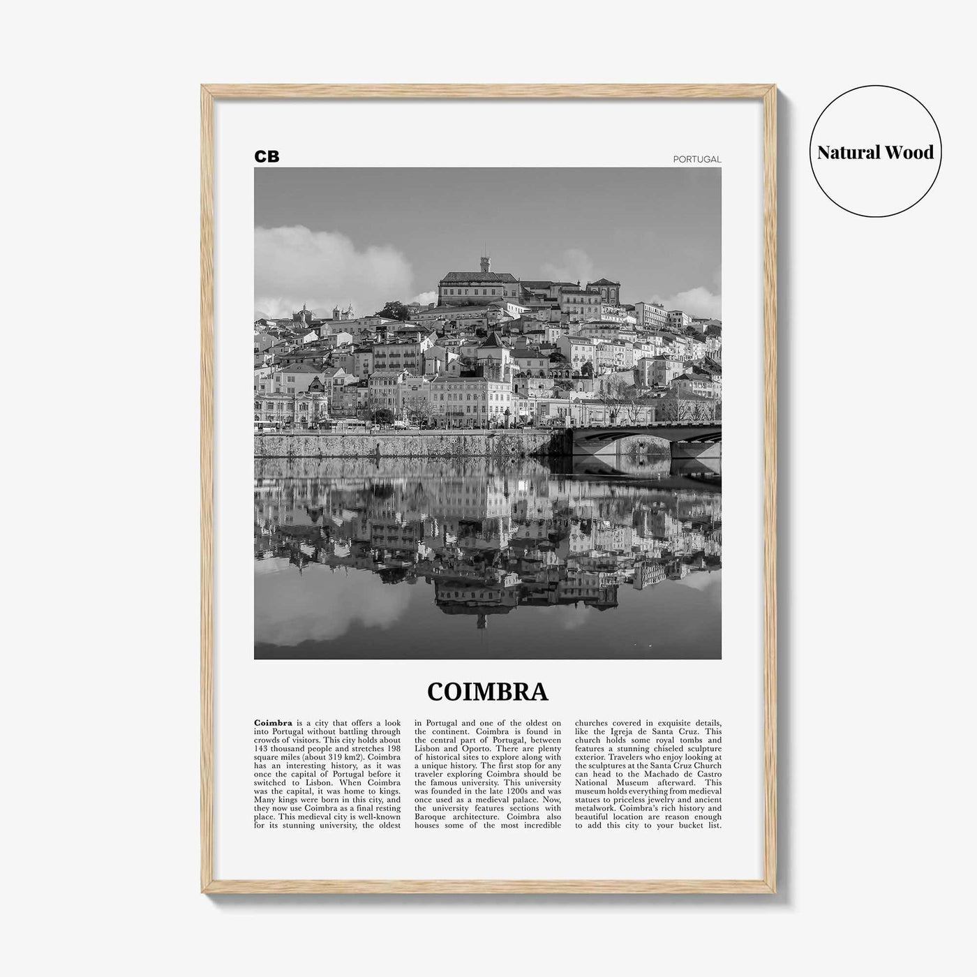 Coimbra Print Black and White, Coimbra Wall Art, Coimbra Poster, Coimbra Photo, Coimbra Wall Décor, Coimbra Map, Portugal