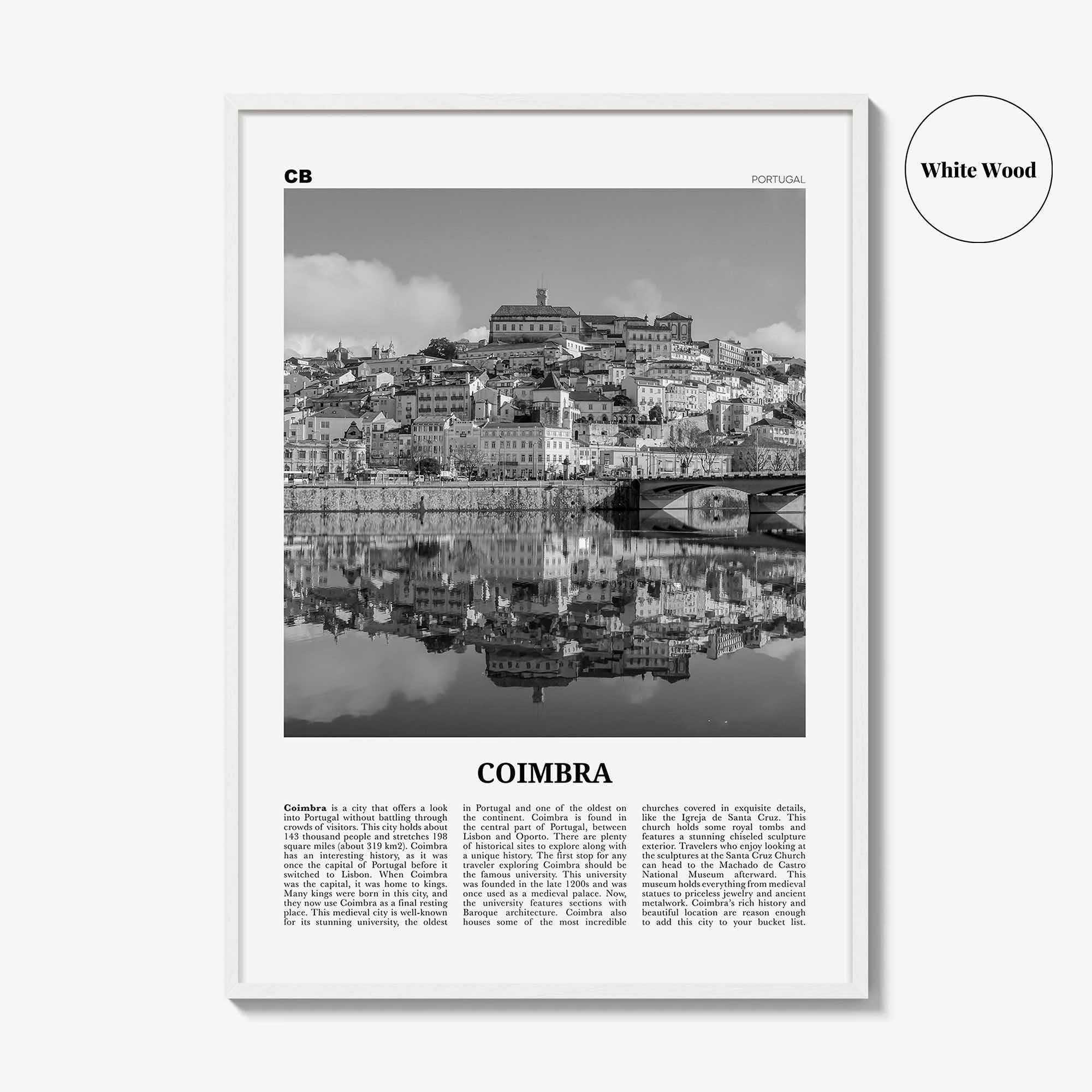 Coimbra Print Black and White, Coimbra Wall Art, Coimbra Poster, Coimbra Photo, Coimbra Wall Décor, Coimbra Map, Portugal