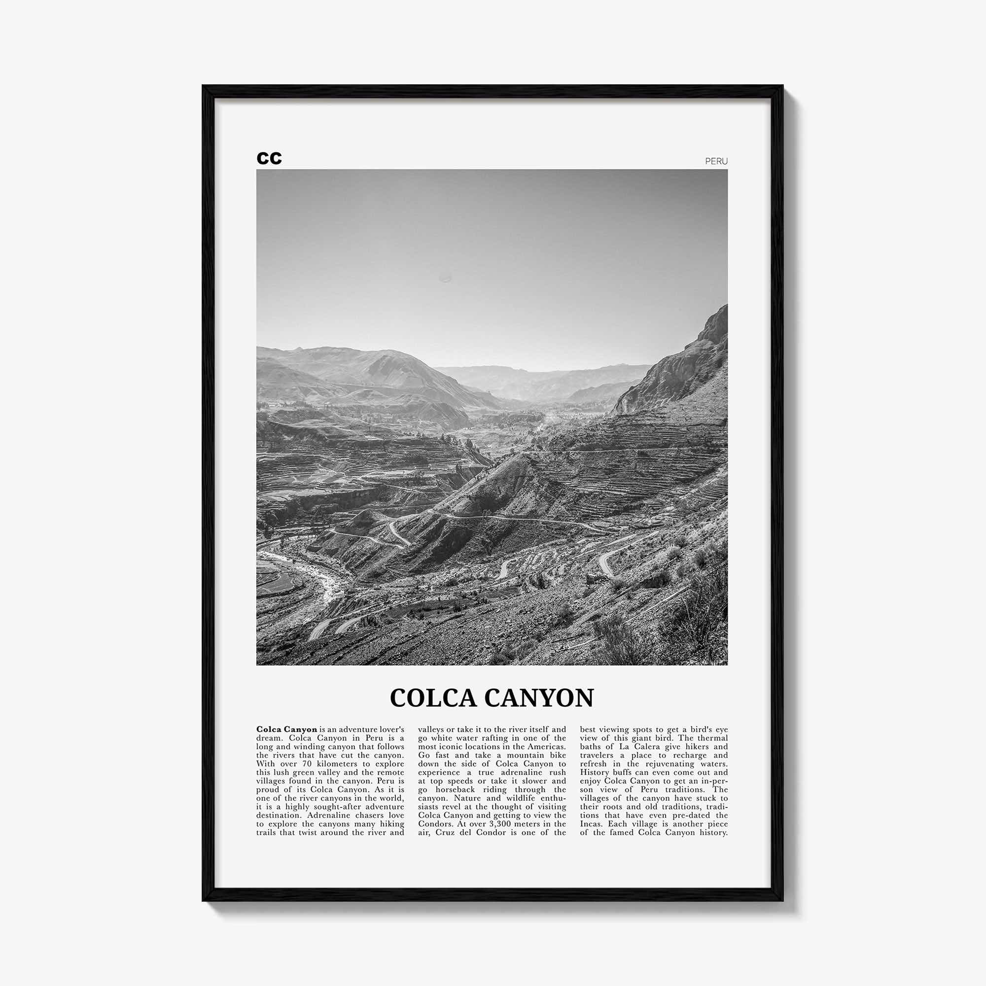 Colca Canyon Print Black and White, Colca Canyon Wall Art, Colca Canyon Poster, Colca Canyon Photo, Colca Canyon Wall Décor, Peru