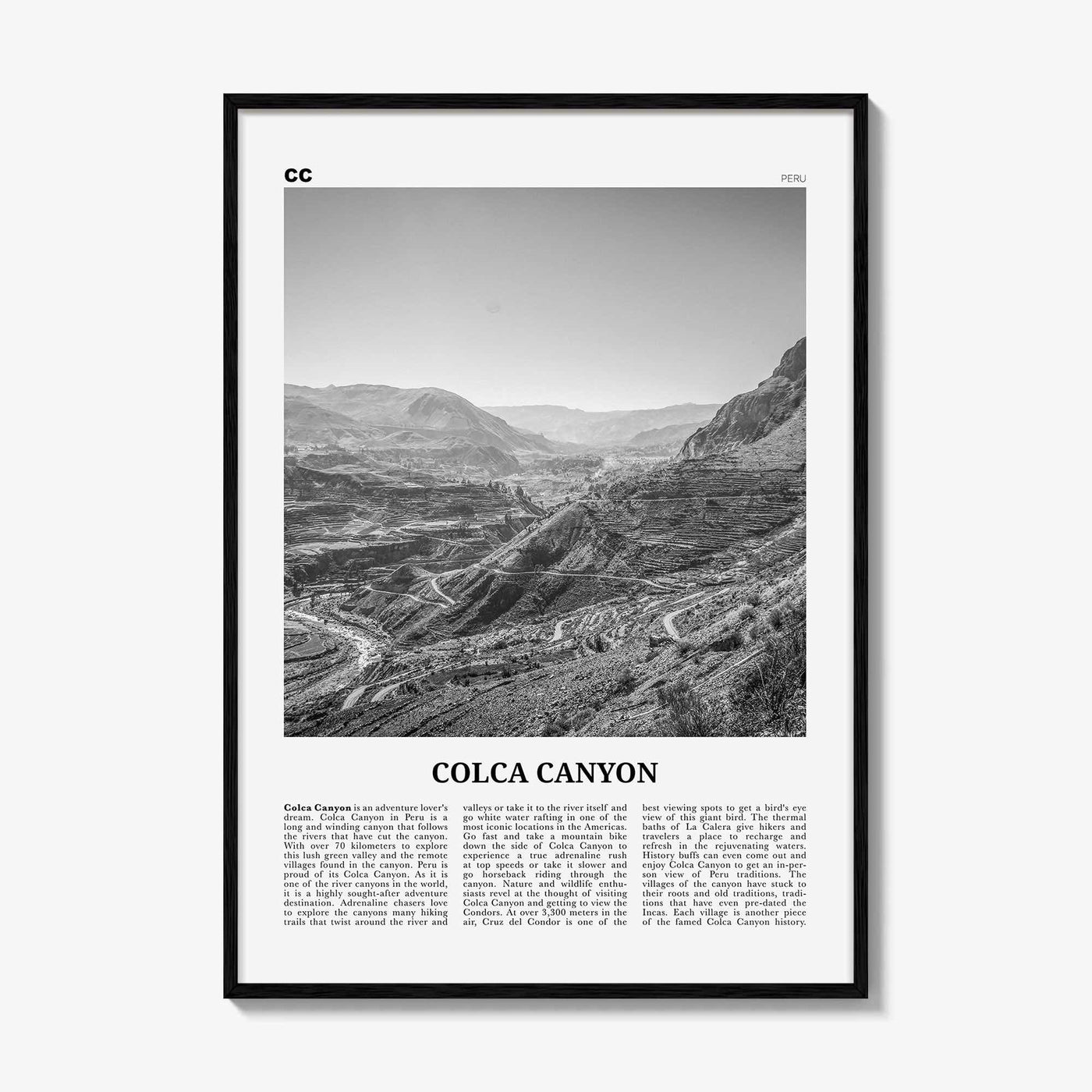 Colca Canyon Print Black and White, Colca Canyon Wall Art, Colca Canyon Poster, Colca Canyon Photo, Colca Canyon Wall Décor, Peru