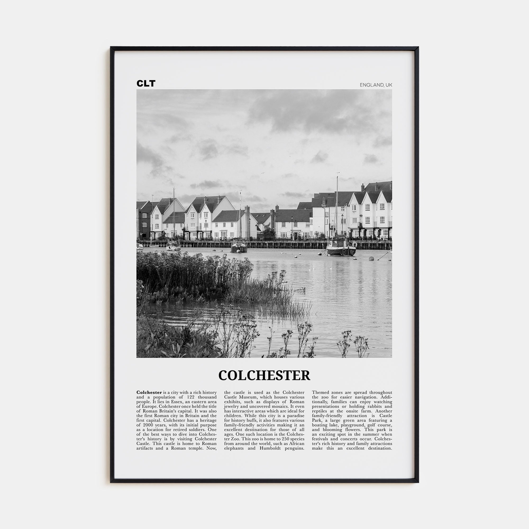 Colchester Travel B&W Poster