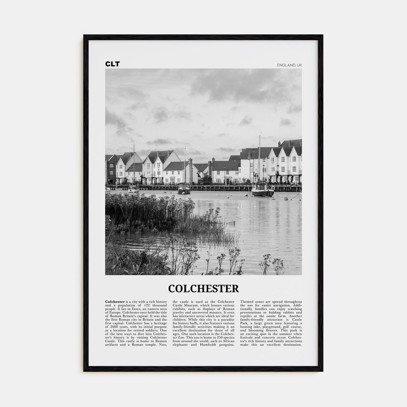 Colchester Travel B&W Poster
