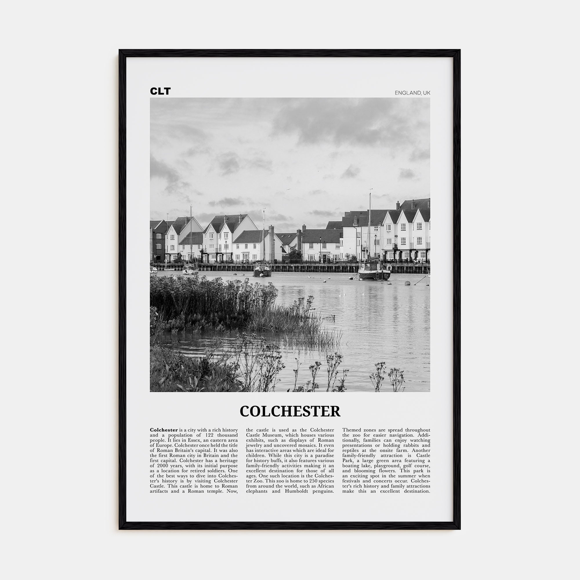 Colchester Travel B&W Poster