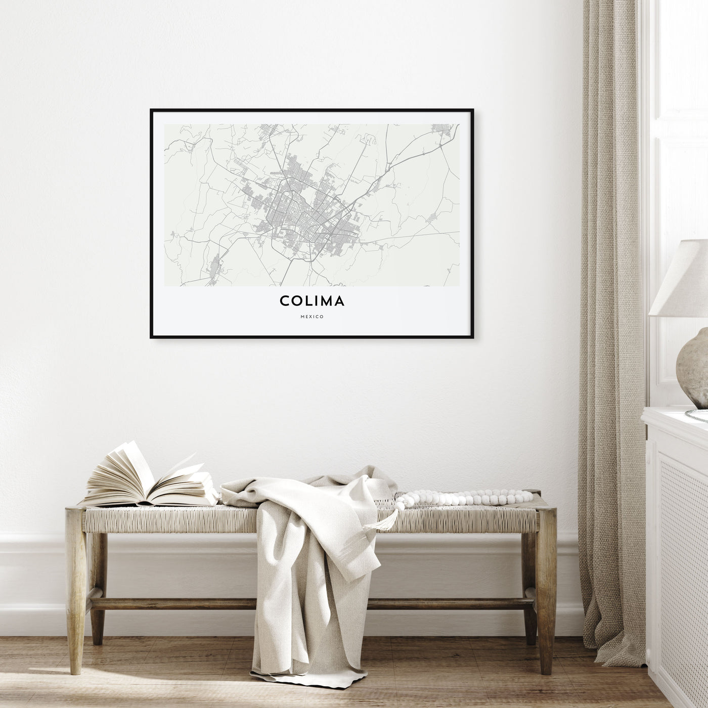Colima Map Landscape Poster