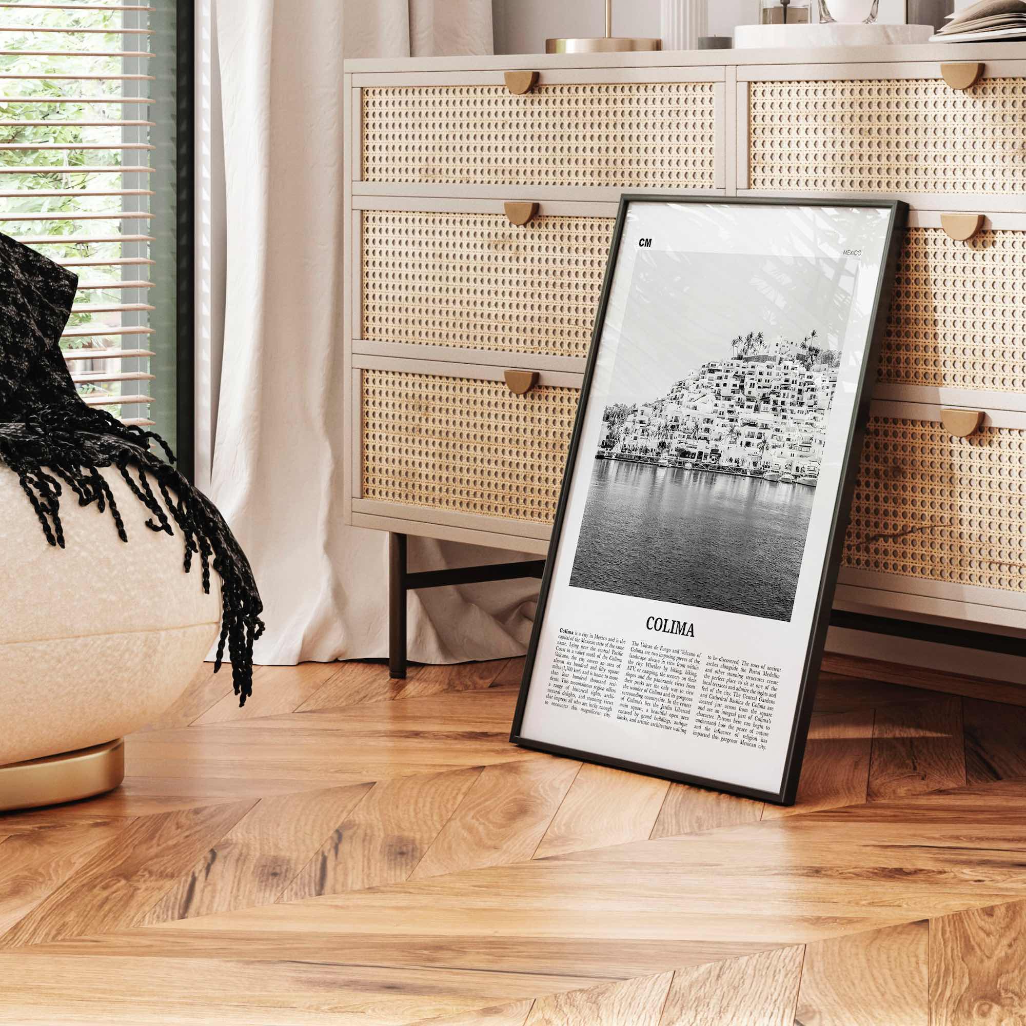 Colima Print Black and White, Colima Wall Art, Colima Poster, Colima Photo, Colima Map, Colima Wall Decor, Mexico