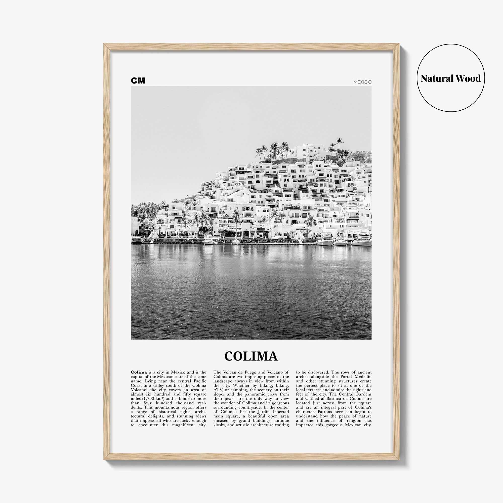 Colima Print Black and White, Colima Wall Art, Colima Poster, Colima Photo, Colima Map, Colima Wall Decor, Mexico