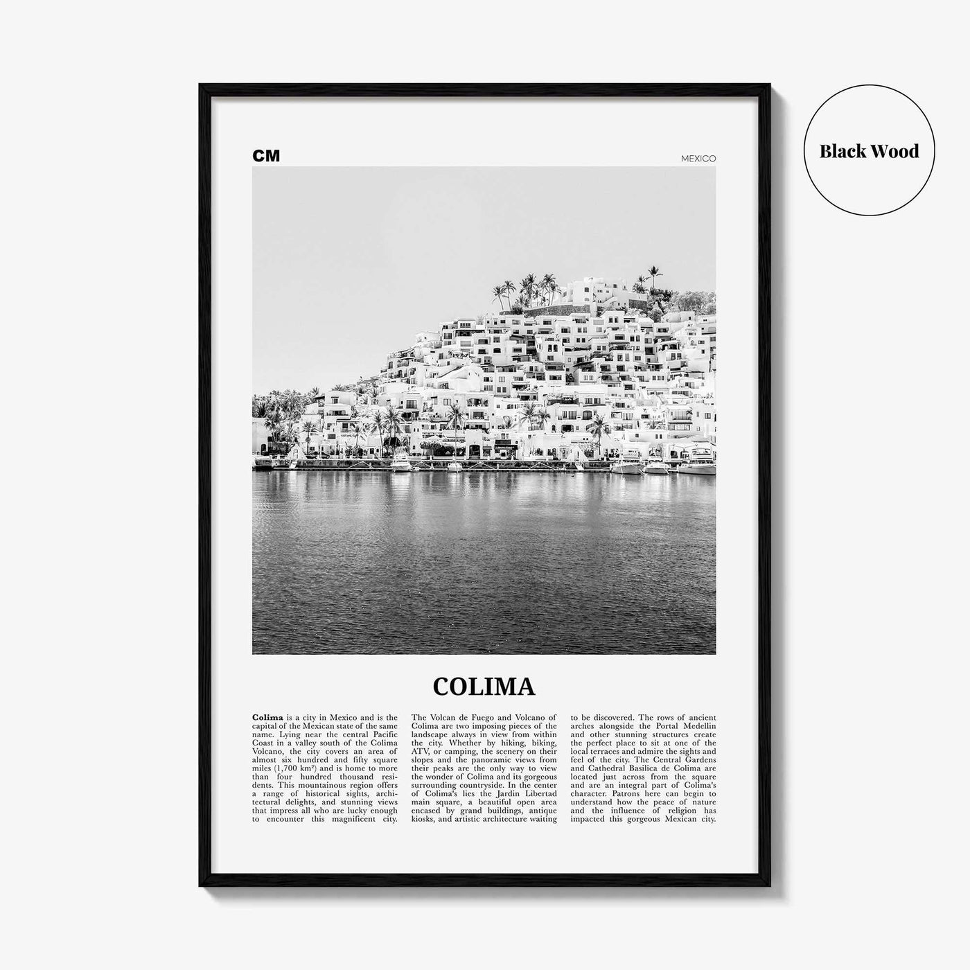 Colima Print Black and White, Colima Wall Art, Colima Poster, Colima Photo, Colima Map, Colima Wall Decor, Mexico