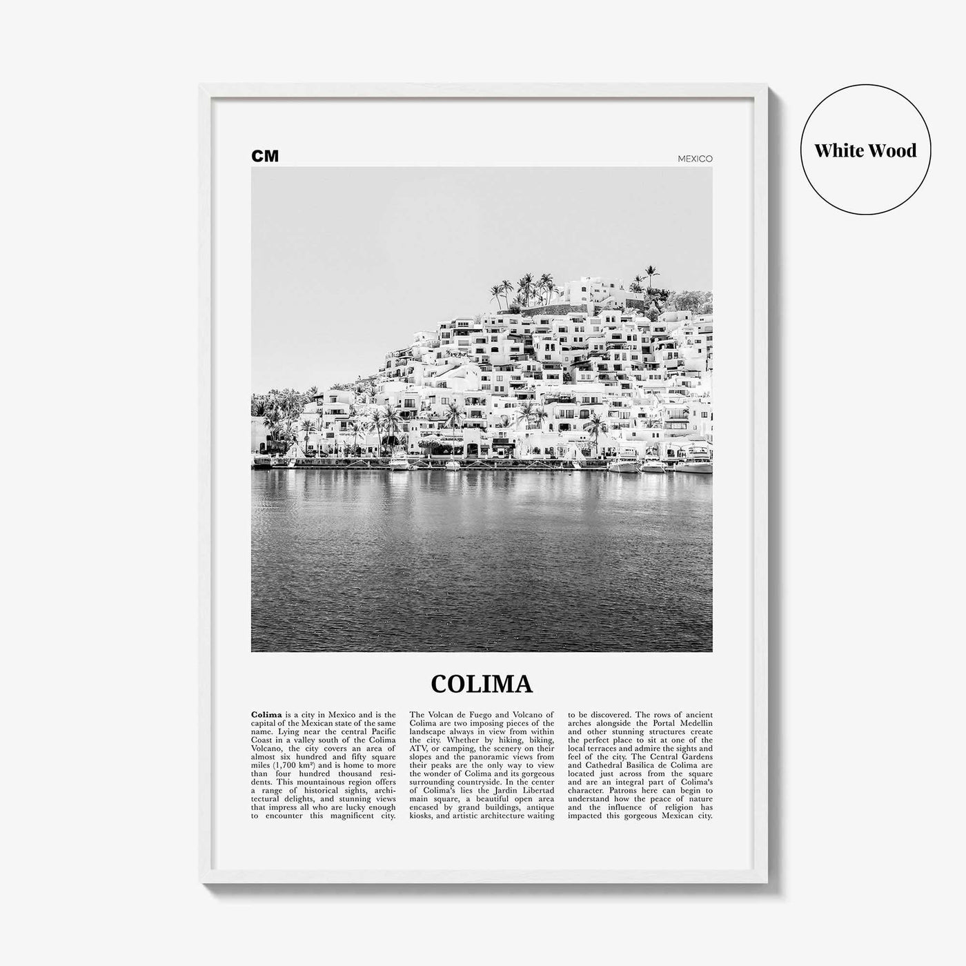 Colima Print Black and White, Colima Wall Art, Colima Poster, Colima Photo, Colima Map, Colima Wall Decor, Mexico
