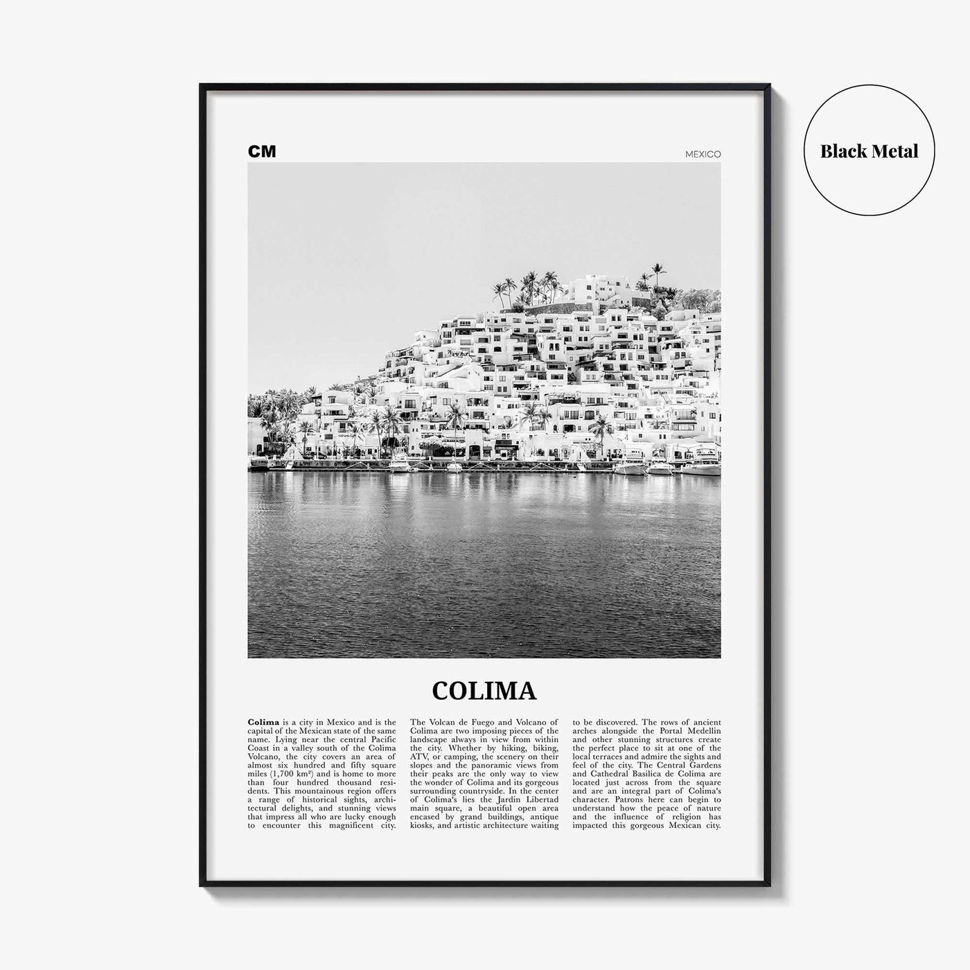 Colima Print Black and White, Colima Wall Art, Colima Poster, Colima Photo, Colima Map, Colima Wall Decor, Mexico