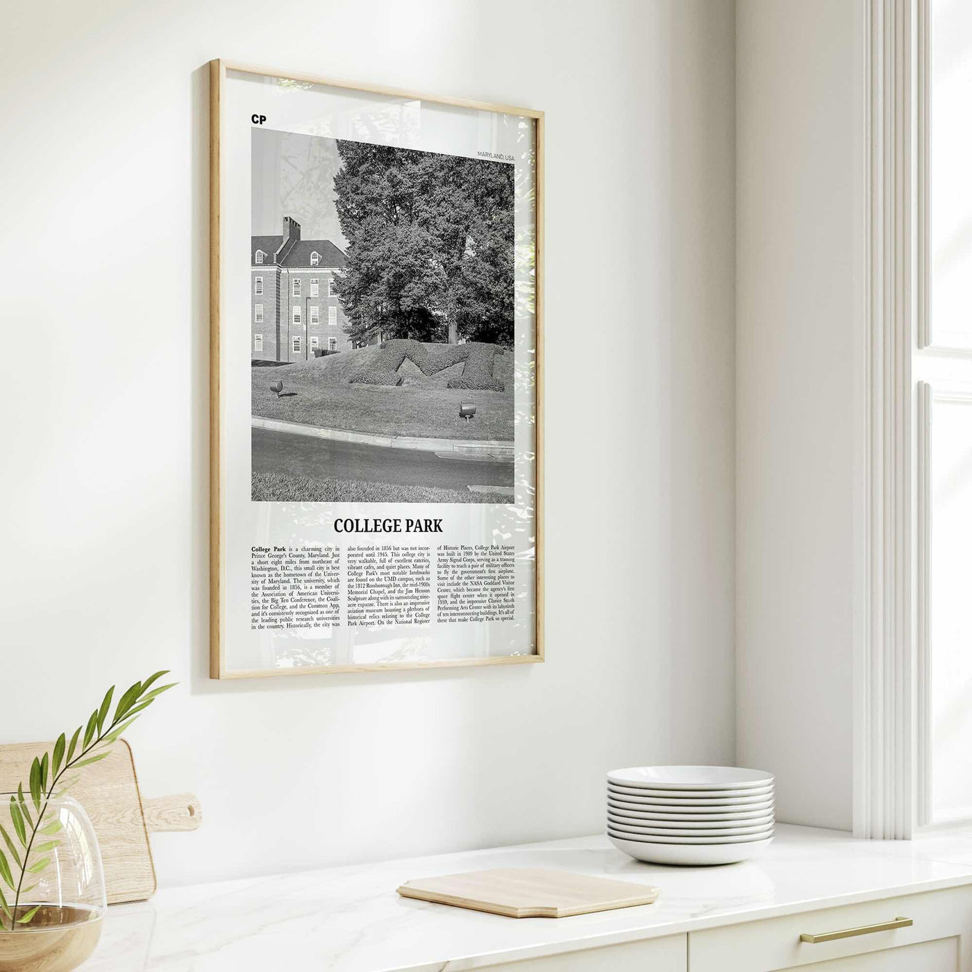 College Park Print Black and White, College Park Wall Art, College Park Poster, College Park Photo, College Park Décor, College Park Map