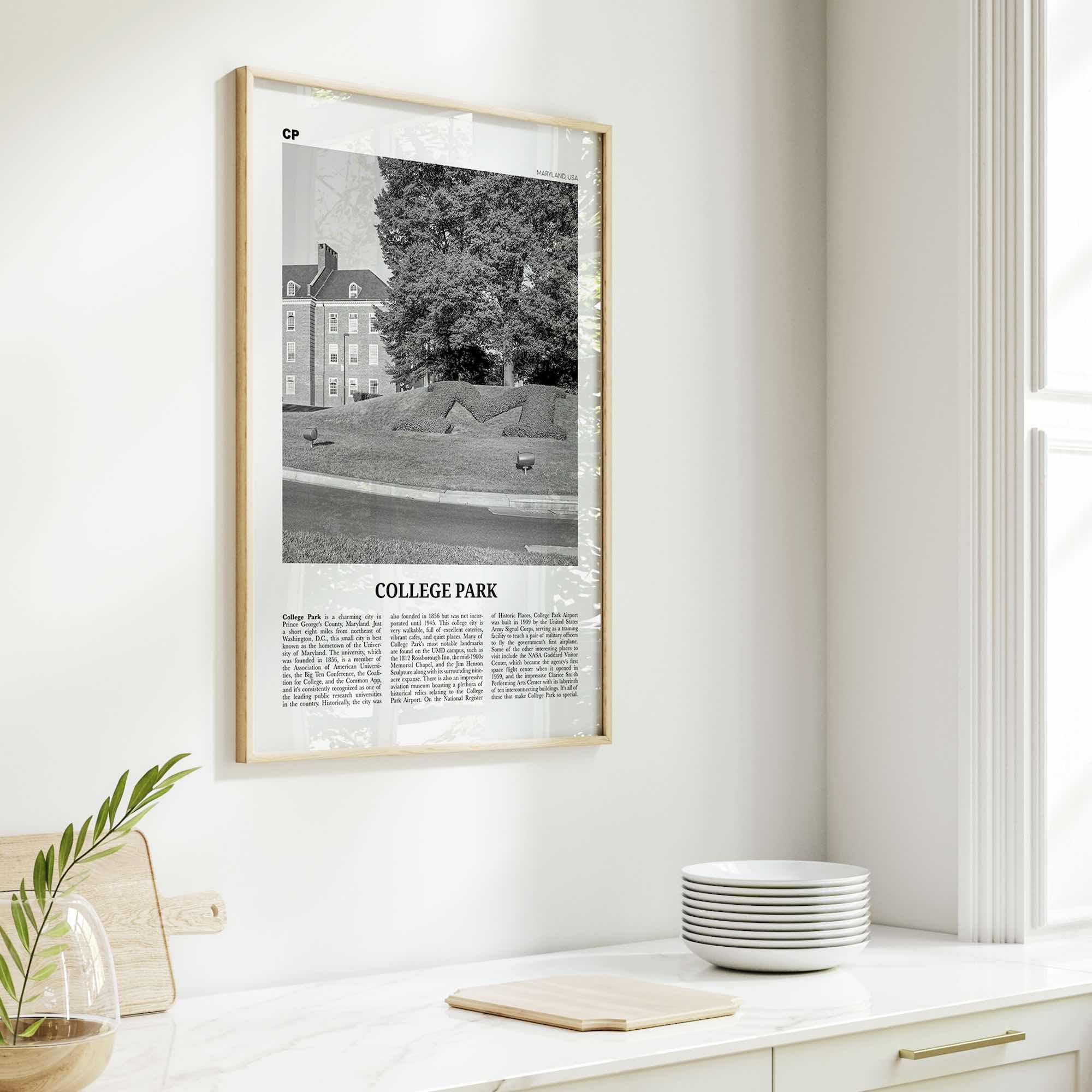 College Park Print Black and White, College Park Wall Art, College Park Poster, College Park Photo, College Park Décor, College Park Map