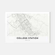 College Station Map Landscape Poster