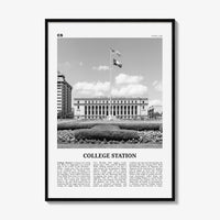 College Station Print Black and White, College Station Wall Art, College Station Poster, College Station Photo, Texas, USA, United States