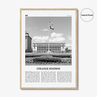 College Station Print Black and White, College Station Wall Art, College Station Poster, College Station Photo, Texas, USA, United States