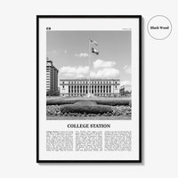 College Station Print Black and White, College Station Wall Art, College Station Poster, College Station Photo, Texas, USA, United States