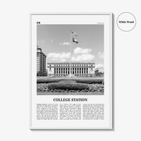 College Station Print Black and White, College Station Wall Art, College Station Poster, College Station Photo, Texas, USA, United States