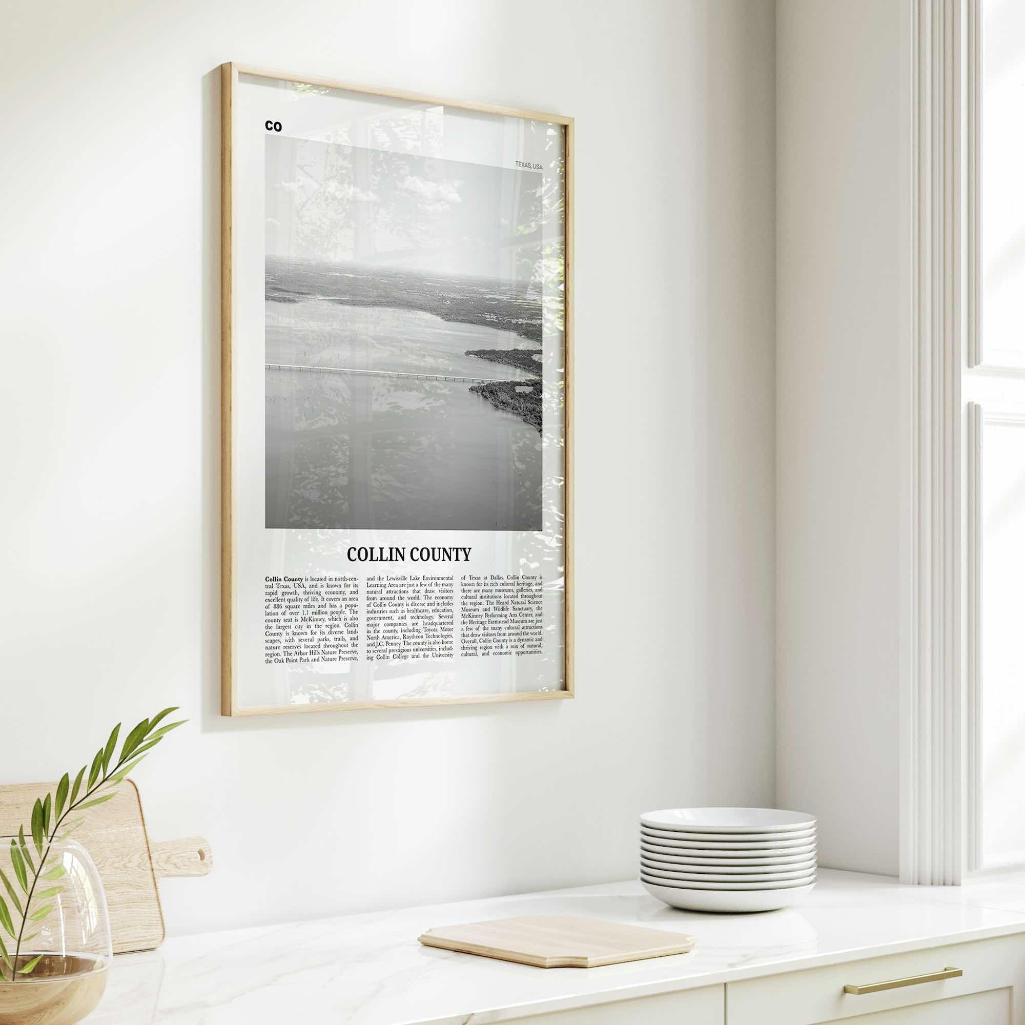 Collin County Print Black and White, Collin County Wall Art, Collin County Poster, Collin County Photo, Collin County Wall Décor, Collin Map