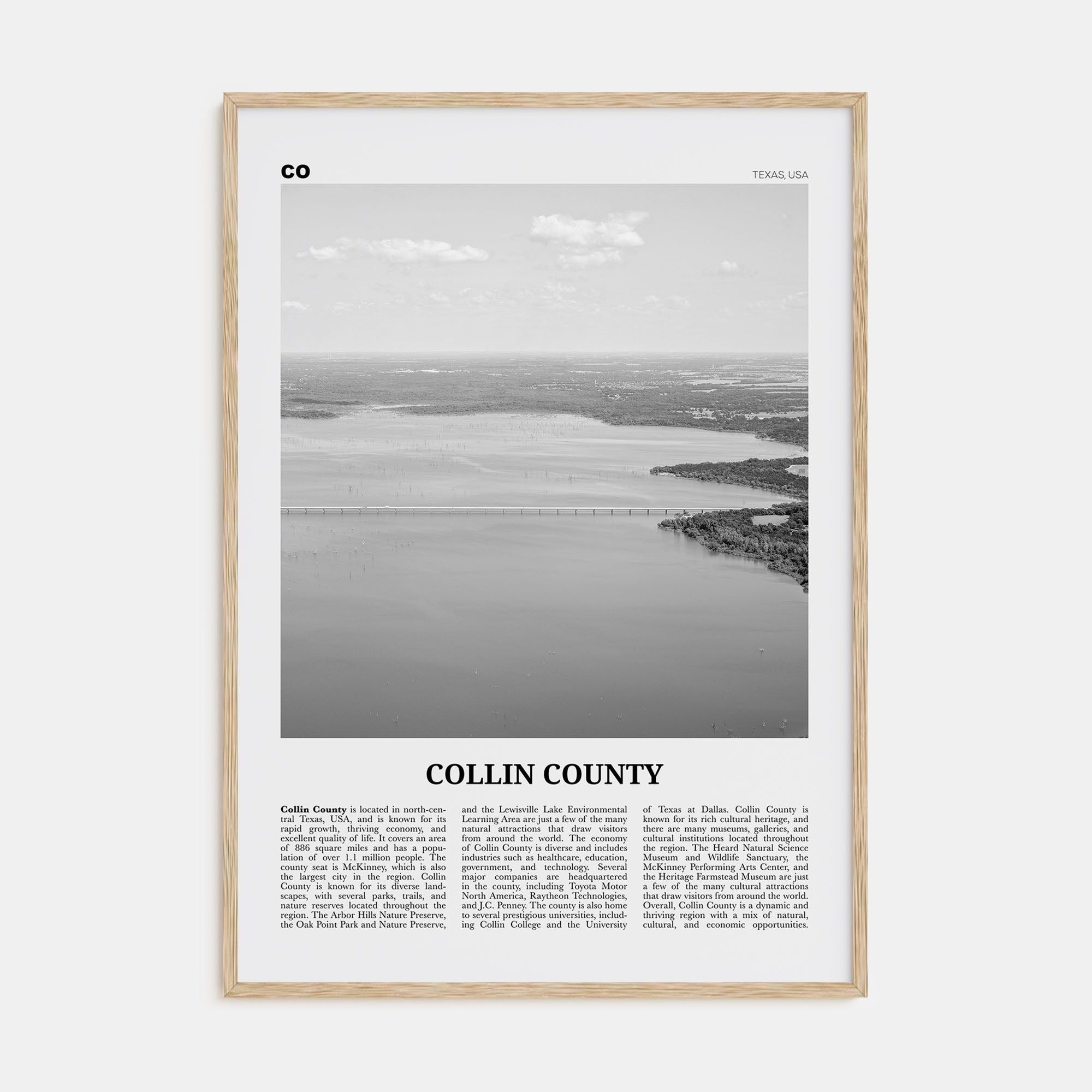Collin County Travel B&W Poster