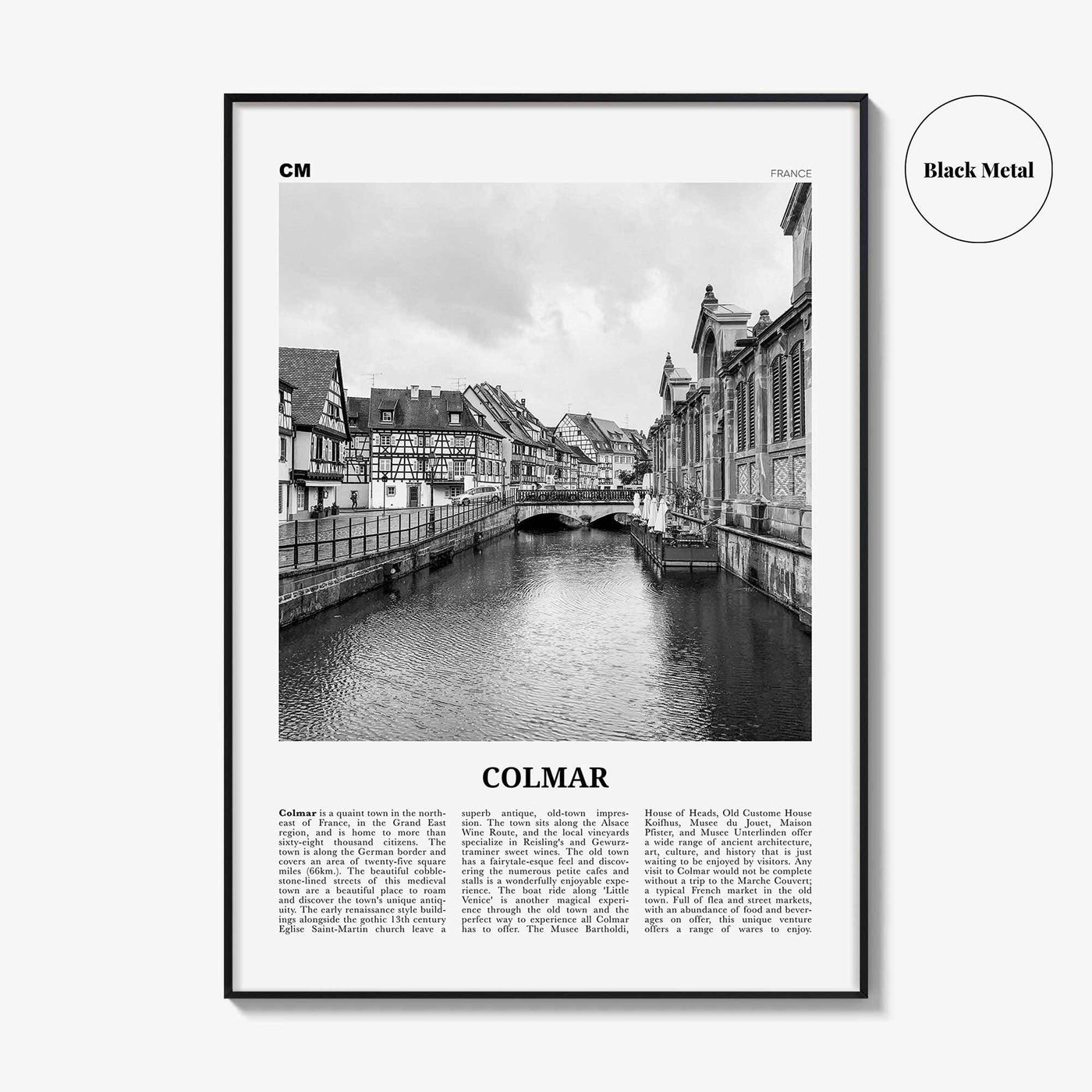 Colmar Print Black and White, Colmar Wall Art, Colmar Poster, Colmar Photo, Colmar Map, France