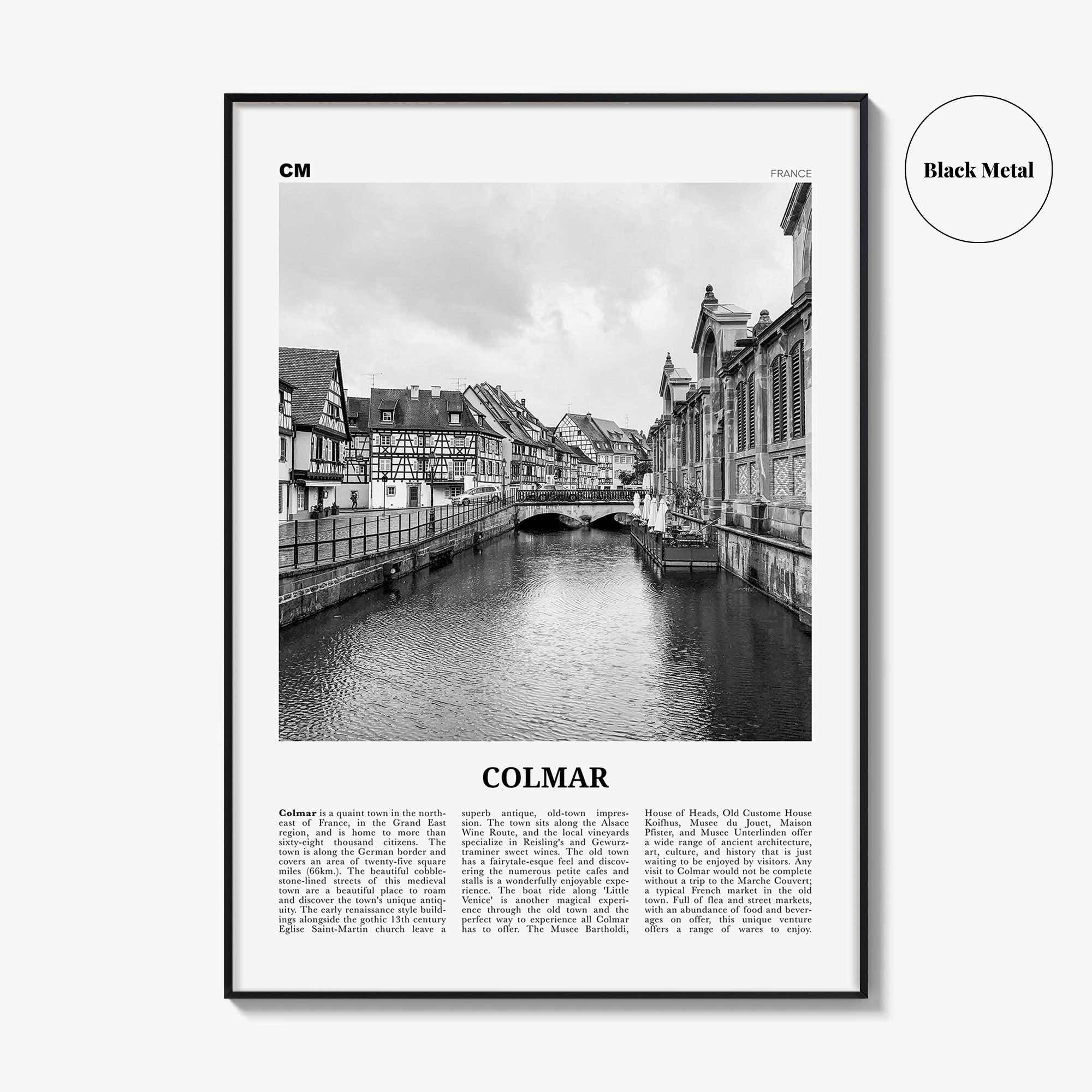 Colmar Print Black and White, Colmar Wall Art, Colmar Poster, Colmar Photo, Colmar Map, France