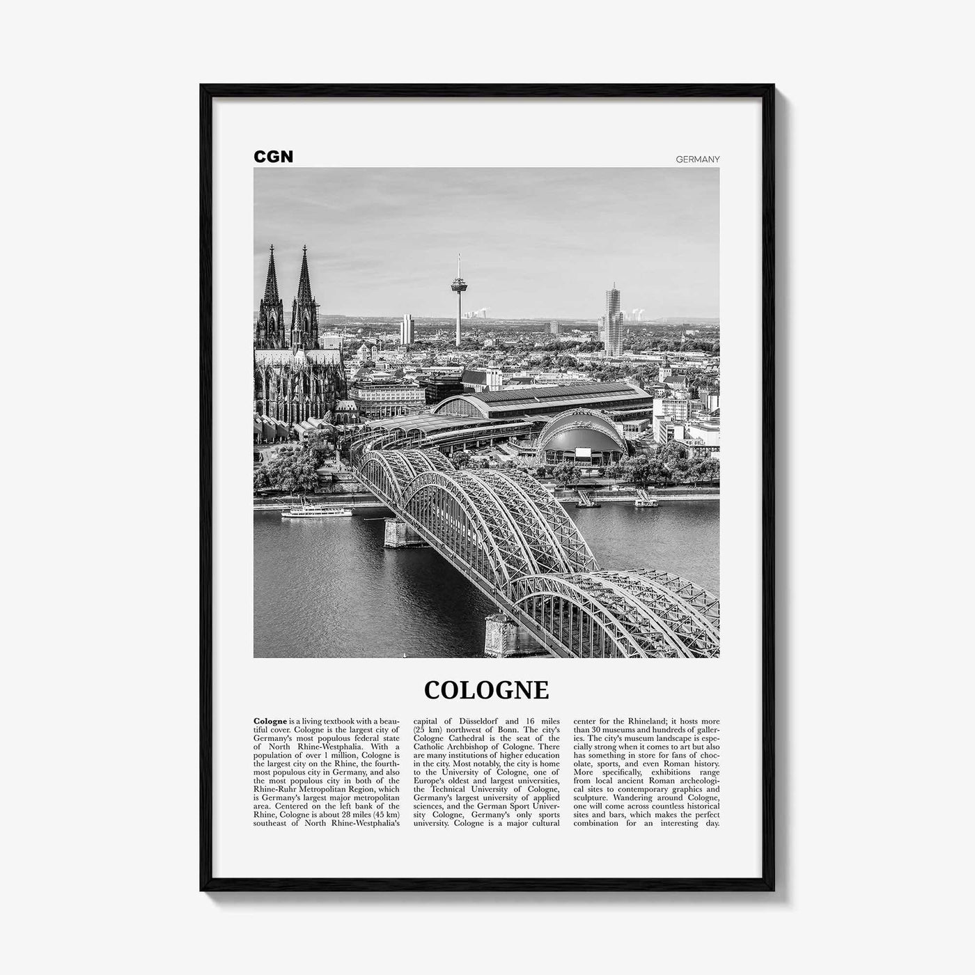 Cologne Print Black and White, Cologne Wall Art, Cologne Poster, Cologne Photo, Cologne Wall Decor, Germany, Köln, Deutschland Europe