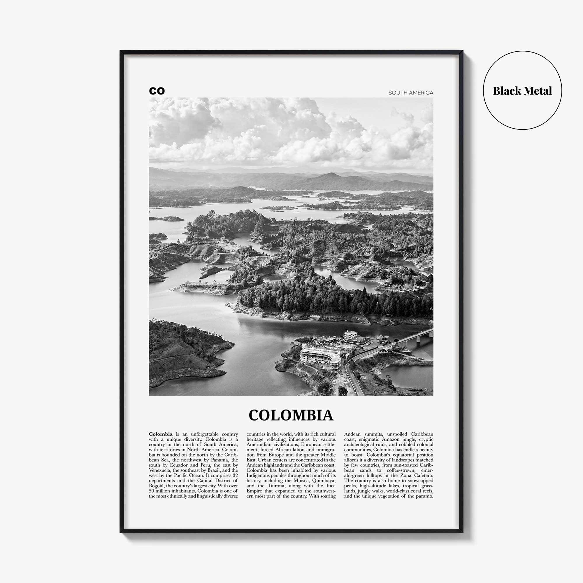 Colombia Print Black and White No 1, Colombia Wall Art, Colombia Poster, Colombia Photo, Bogota, Bogotá, Medellin, Cali, South America