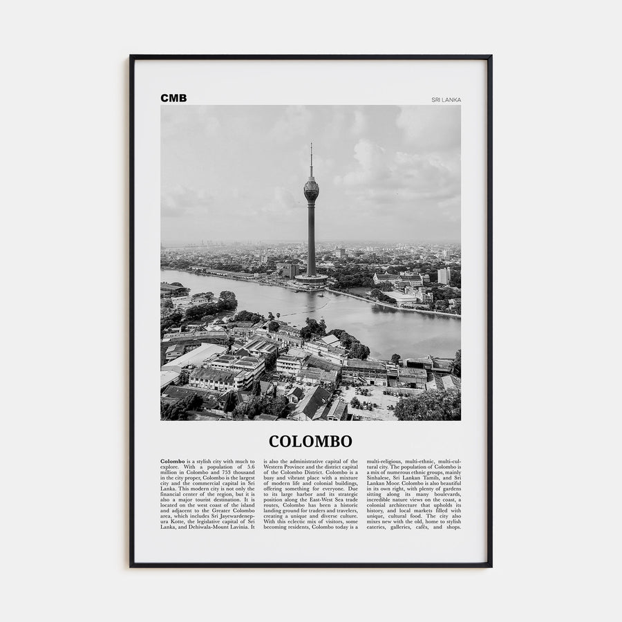 Colombo Travel B&W Poster