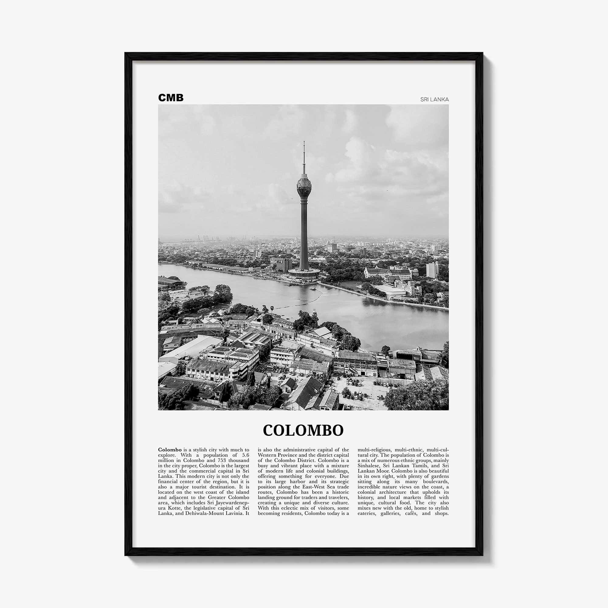 Colombo Print Black and White, Colombo Wall Art, Colombo Poster, Colombo Photo, Colombo Wall Decor, Sri Lanka, Kolamba, Koḻumpu, Asia