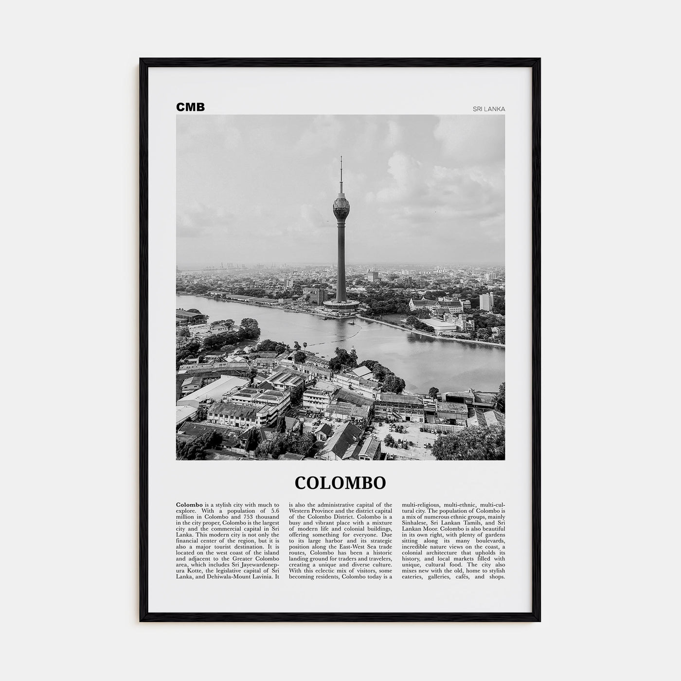 Colombo Travel B&W Poster