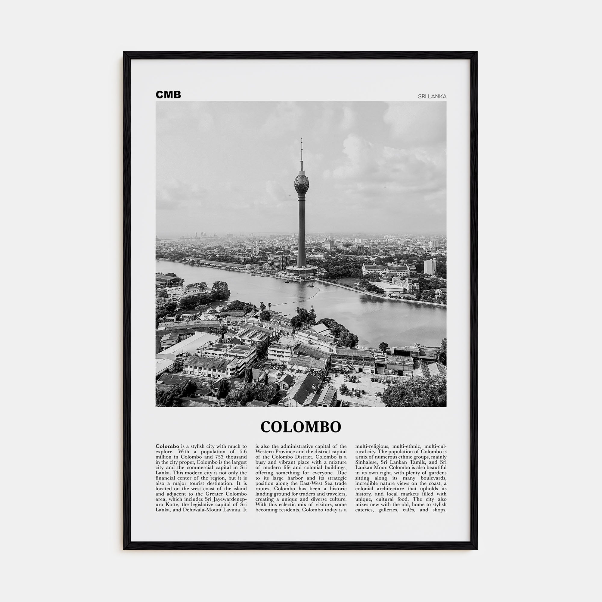 Colombo Travel B&W Poster