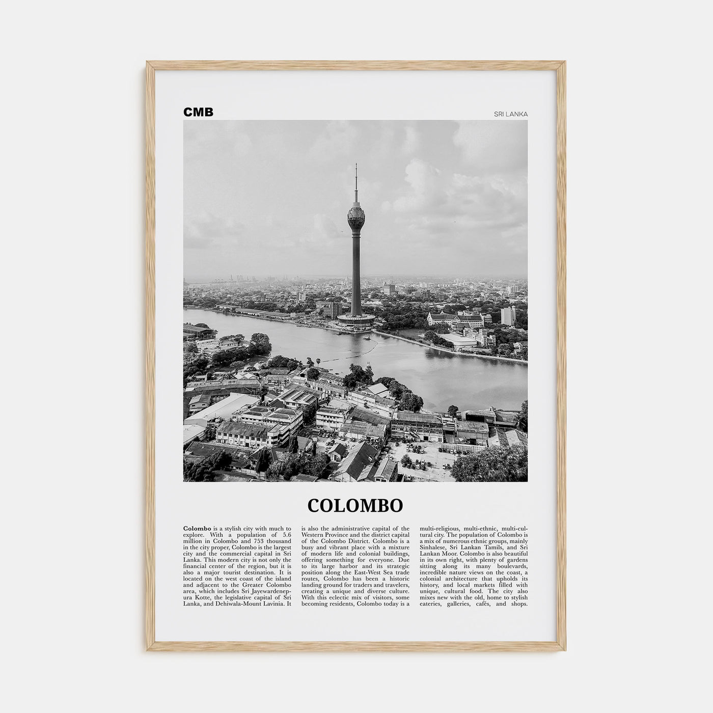 Colombo Travel B&W Poster