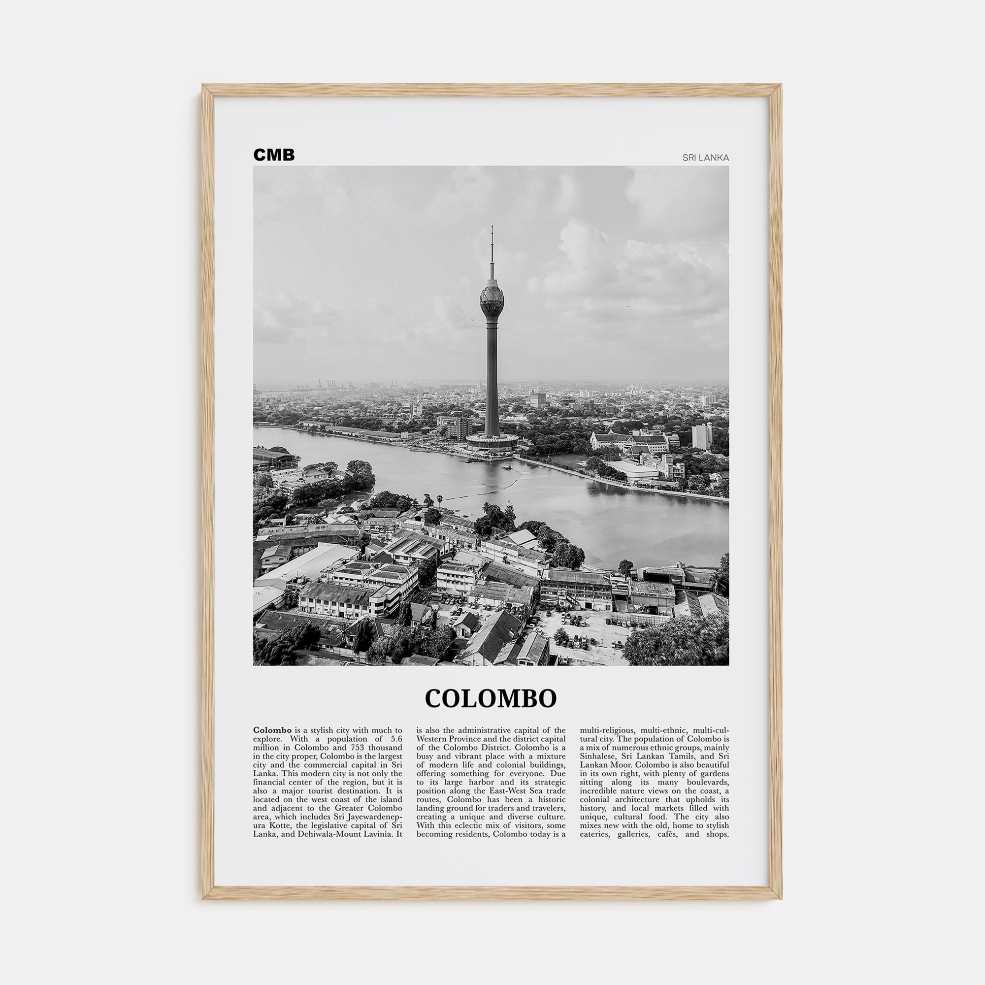 Colombo Travel B&W Poster