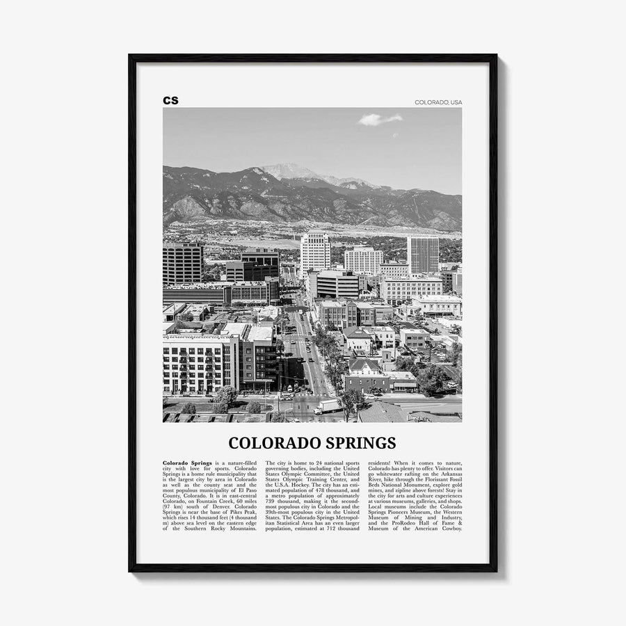 Colorado Springs Print Black and White, Colorado Springs Wall Art, Colorado Springs Poster, USA, United States, North America