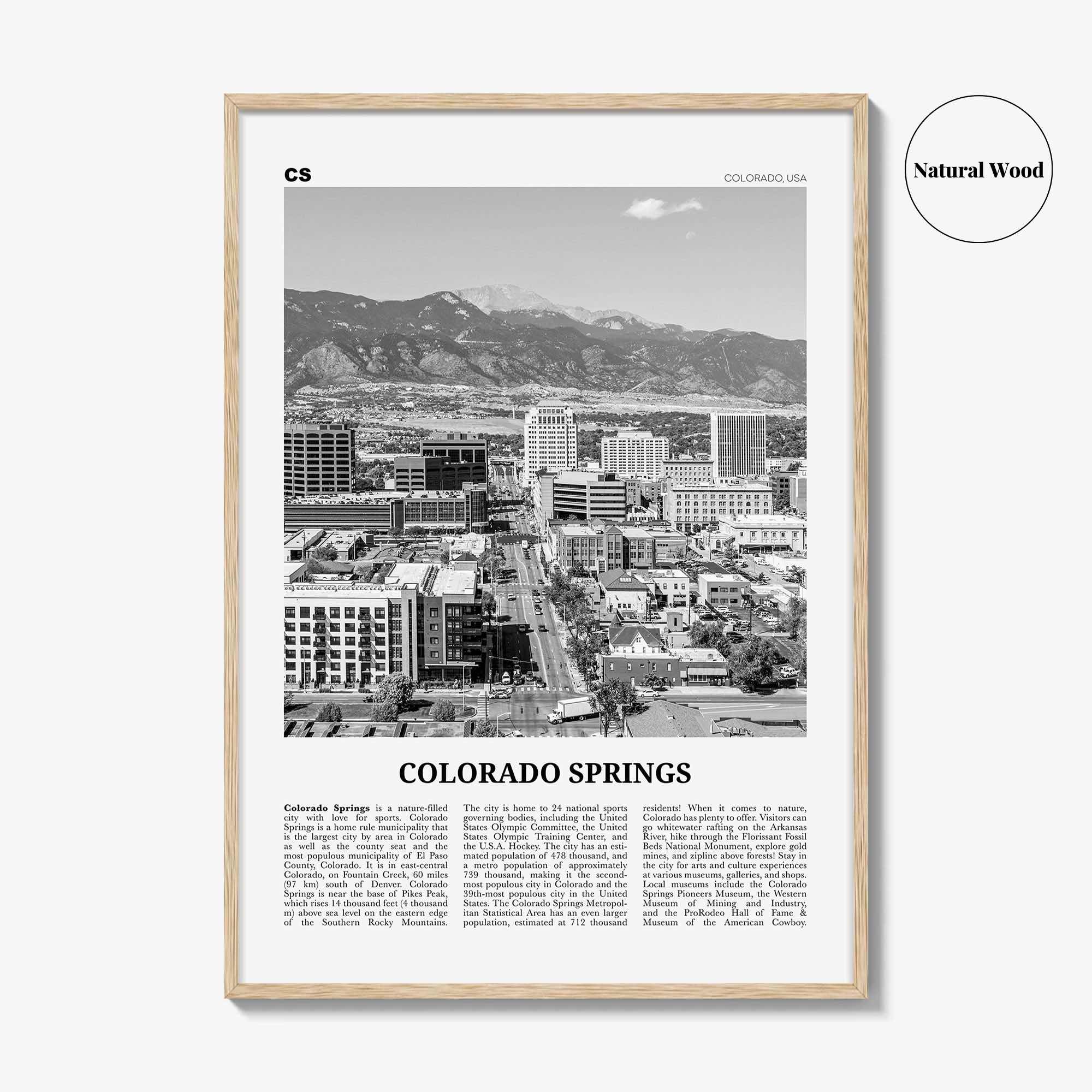 Colorado Springs Print Black and White, Colorado Springs Wall Art, Colorado Springs Poster, USA, United States, North America